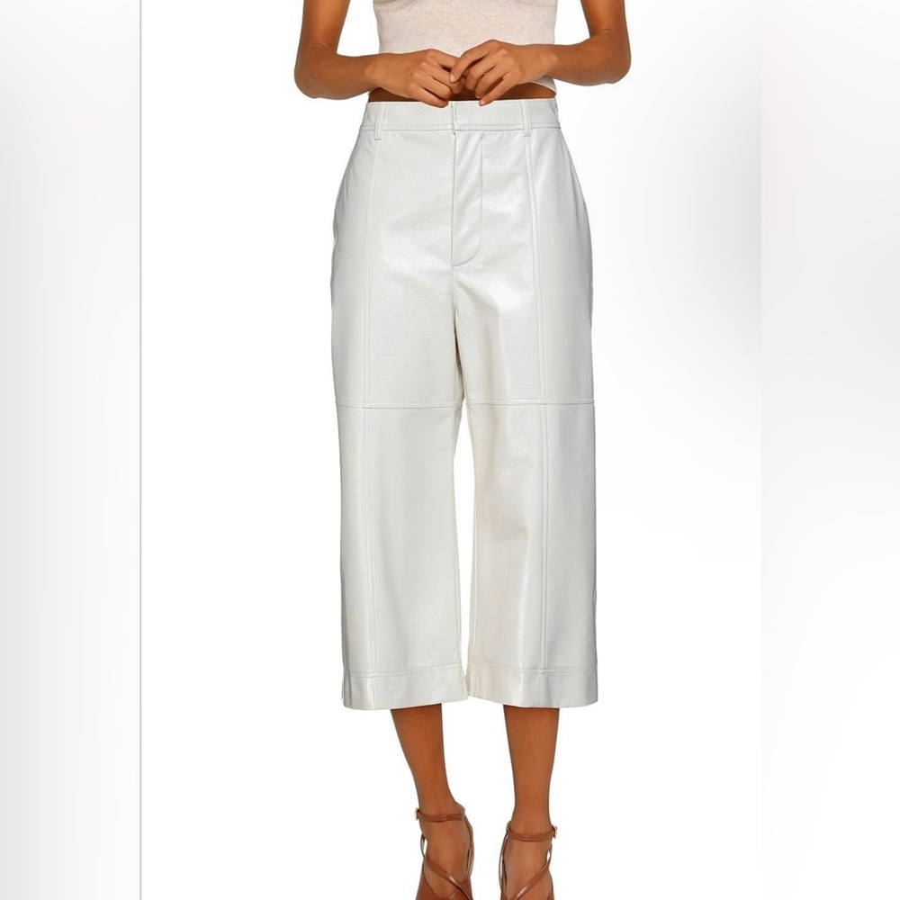 Philosophy di Lorenzo Serafini synthetic leather cropped white ivory pants -sz 0